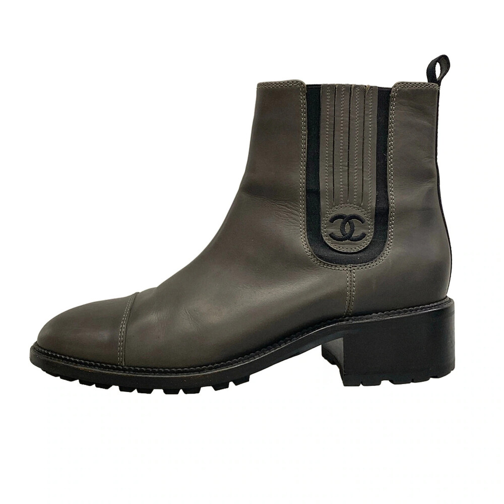 Chanel Dark Gray Black Leather Men's #336767C80B